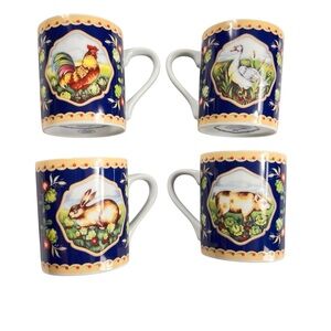 Le Jardin Suzanne Nicoll Set of 4 Animal Ceramic Mugs Coffee Andrea by Sadek
